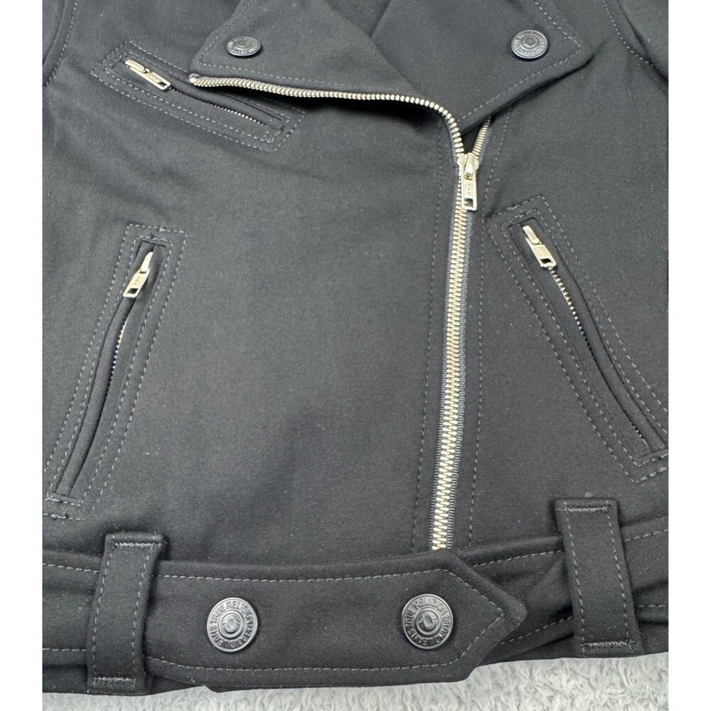 True Religion Womens S Black "Store Sample" Biker Jacket 90s Y2K Gothic Skater - Picture 7 of 14